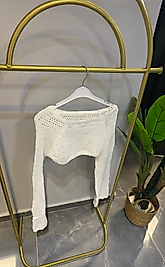 Beyaz File Triko Bolero